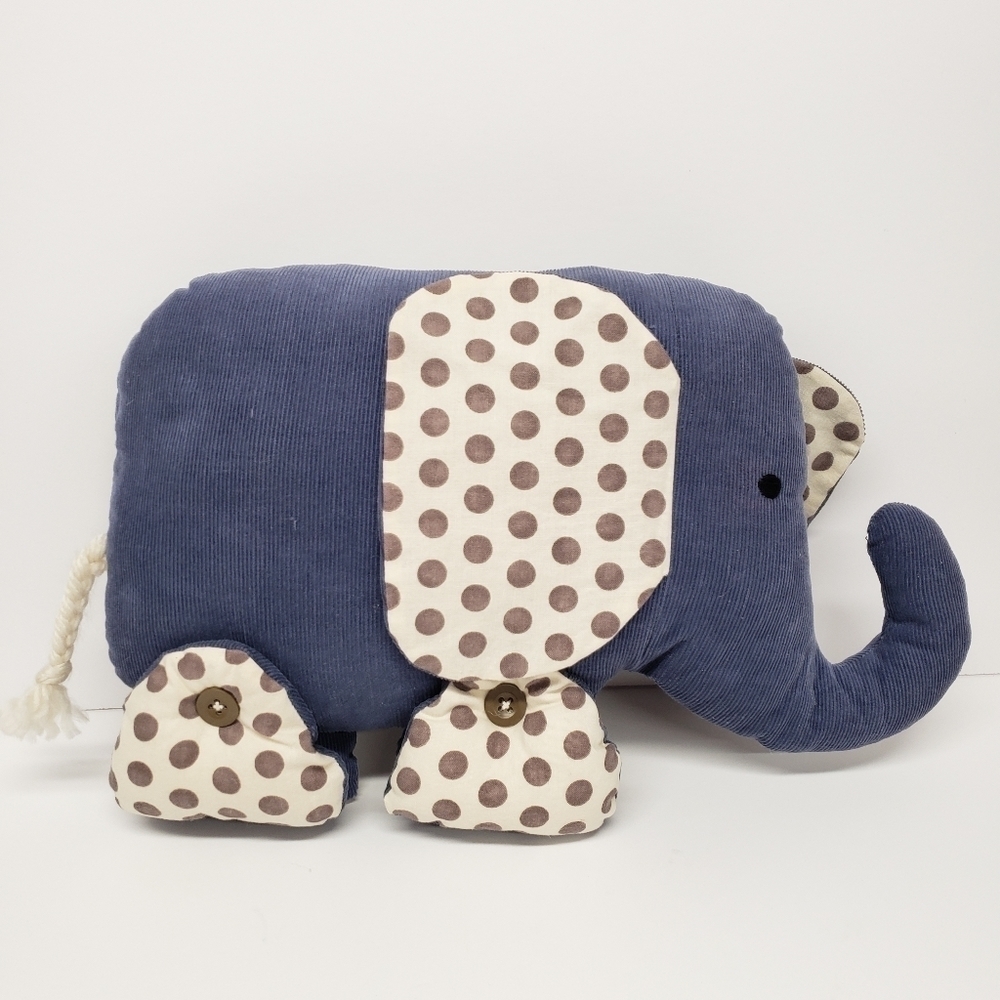 Blue Corduroy Elephant Polka Dot Ears Pillow Plush